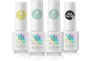 ‎RSTYLE RSTYLE Base Top Coat mit Matt Top Coat, 4pcs UV Gellack Gel Nagellack Unterlack & Überlack Set Nägel Gel Nail Polish Maniküre Kit 5ml
