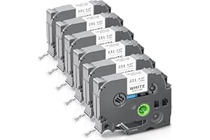 UniPlus 6x Compatible Tze-231 para Brother P-touch Tapes 12mm TZe231 Tz 231 Tzc231 Cinta Laminada Negro sobre Blanco para P-Touch PT-H100lb PT-H105 PT-D210 PT-E110 PT-H100r PT-H108 PT-1010 PT-1000