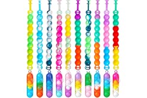 Yeefunjoy 20pcs Pop Fidget It Toy,Silicona Fidget Juguete Llavero Pop Pulsera,Pulseras de Silicona,Fidget Toy Set,Colorido Pop Bubble Sensoriales Juguete de Descompresión para Niños Adultos