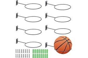 SVUPUE Ball Holder, Mounted Ball Wall, Wall Mount Ball Holder, with 16 Screws and 16 Expansion Tubes, Universal Ball Rack for Basketball Football and Rugby, 8 Pack,Black