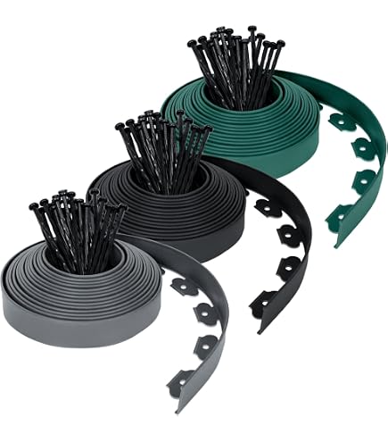 Bordure Jardin Flexible 10m - Avec 50 Piquets Et Gants | Hauteur 5cm, Noir | Pour Pelouse Et Massifs