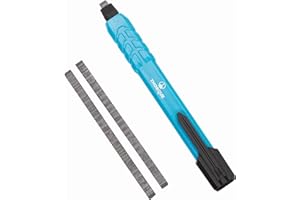 THORQUE - Crayon de charpentier professionnel, crayon mécanique de chantier avec hommage set de 2 inserts extensibles en graphite HB, longueur 130 mm, crayon maçon technique de travail