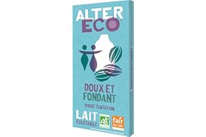 ALTER ECO - Chocolat Lait Doux et Fondant - Sans additifs - Bio & Équitable - Origine Pérou - 100 g