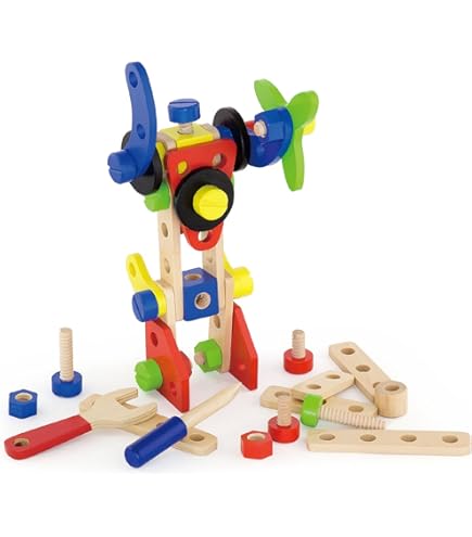 Eichhorn - Pale gommate Constructor – Versatile Giocattolo in Legno, 140 componenti, 6 Diverse Costruzioni, per Bambini dai 6 Anni in su, 100% Legno FSC