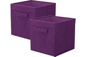 powerking Boîtes de rangement pour placards et jouets, boîtes de rangement en tissu pliables et tiroirs de rangement en tissu, lot de 2 (Violet Profond)