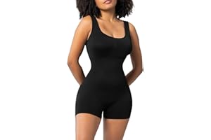 NZQXJXZ Body bez rękawów bielizna modelująca dla kobiet kontrola brzucha Mid-Thigh Body Shaper Crew Neck Bezszwowe podkoszulki