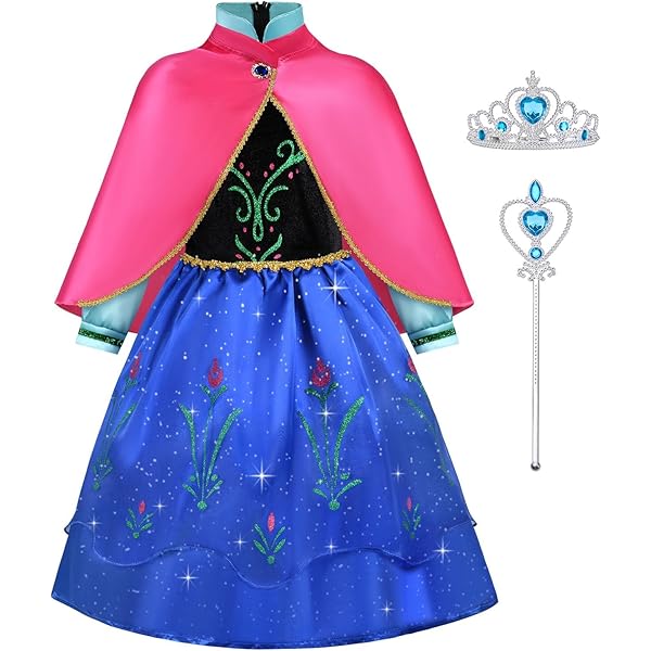 Prinsessenjurk voor meisjes, met mantel en accessoires, pruik voor