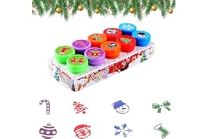 FMKLDENA 10 Pezzi Timbri Bambini, Timbri di Natale, Giocattolo Timbro di Natale, Timbri Natalizi Bambini, Timbrino Bambini, per Bambini Fai da Te Artigianato Natale Regalo (A)