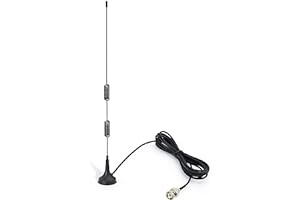 Bingfu VHF UHF Police Scanner Radio Ham Radio Home Mobile Radio Scanner Aerial Antenna Magnetic Base BNC Male Compatible with Car Truck Police Scanner