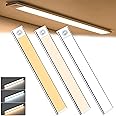 FCYOUO Under-Cabinet Lights, 3 Colors Dimmable Motion Sensor, Rechargeable LED Closet Light, for Kitchen Lighting, Wardrobe Hallway Wall Shelf, Closet, Mirror, Bedside, Bar