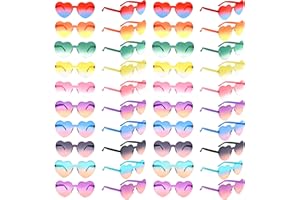 Bouiexye Heart Sunglasses Rimless Heart Shaped Glasses Birthday Bachelorette Party Favor Sunglasses for Kids Young Adults Transparent Eyewear (10)