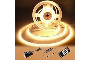 luktix COB LED Strip 2M,2700K Warm White LED Strips, 24V Dimmable LED Strip Lights, CRI92+,8mm Width, with Remote Control and UKCA Power Supply,for Home Decoration, Kitchen, Mirror