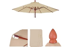 Mendler Funda de repuesto para sombrilla de madera HWC-C57, redonda, diámetro de 3 m, poliéster, 3 kg, color crema