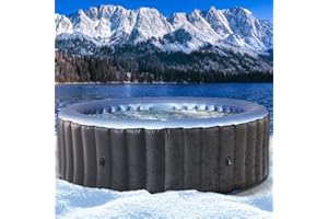 BRAST Whirlpool aufblasbar MSpa Bergen für 4-8 Personen | viele Größen Ø180-224cm | In- Outdoor Pool | Ganzjähriger Einsatz | bis zu 144 Massagedüsen | Stromsparend inkl. Energiespar-Timer | Bergen 4