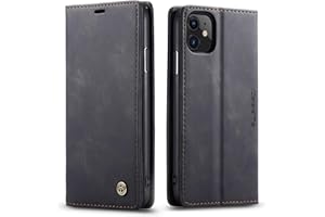 QUQUCHENG123 Ququcheng - Carcasa Compatible con iPhone 11 (6.1), Piel con Tapa y función Atril, con función Atril, Color Negro