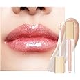 Oulac Nude Shimmer Liquid Lipstick High-Shine Glitter Lip Gloss for Women Shimmer Non-Sticky Glossy Finish Liquid Lipstick Hydrating Lip Gloss Fuller-looking Lip Makeup Vegan & Cruelty-Free 01