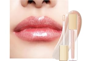 Oulac Brillo Labios Purpurina - Barra de Labios Líquida con Purpurina, Brillo de Labios Hidratante Transparente para Labios Secos | Enriquecido con Aceite Esencial Rosa, 4,5ml, Blanco Crema (C01)