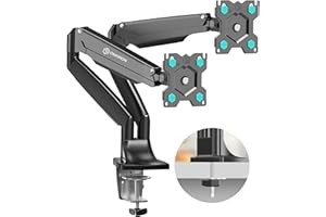 ONKRON Support Ecran PC 2 Ecran pour 13-32 Pouces Ecran & TV, Bras Double Ecran PC Poids de 9 kg Chacun - Support Deux Ecran PC VESA 75x75-100x100/Bras Ecran Inclination Pivot Rotation G200-B Noir