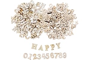 JOYOLA 408 Pezzi Lettere e Numeri in Legno, 15 mm Alfabeto di Legno e Numeri, Lettere in Legno A-Z, Numeri Legno 0-9, Lettere e Numeri Decorazione per Fai Da Te Decorazioni, Apprendimento Precoce