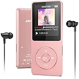 AGPTEK 16Go MP3 Bluetooth 5.0 avec Boutons Tactiles et Casque, Lecteur Musical Sport Écran 1.8'' HiFi avec Podomètre, Radio F