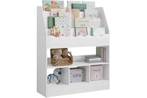 WOLTU Regał dla dzieci z 6 półkami, regał na zabawki dla dzieci, biały uchwyt na książki do pokoju dziecięcego, salonu, przedszkola, MDF, 83 x 100 x 30 cm