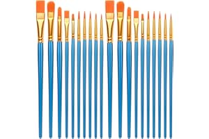 LAFEFE Paint Brushes, 20 PCS Nylon Hair Paint Brushes Set for Acrylic Oil Watercolor Gouache Painting Face for Children and Adults (Blue)