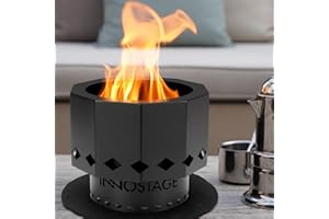 INNO STAGE Tisch-Feuerstelle – tragbare kleine Feuerstelle mit Tragetasche für Terrasse, Hinterhof, Party