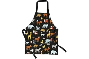 JENNICE HOUSE Kids Aprons, Pure Cotton Children Artists Aprons with Adjustable Neck Strap and Pocket Child Chef Aprons for Boys and Girls Cooking Baking Painting Aprons
