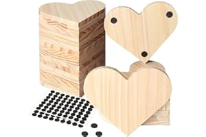 24 Pieces Unfinished Wood Coasters, GOH DODD 4 Inch Wooden Heart Blank Coasters DIY CRAFT KIT for Wedding, Valentine'Day