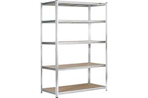 Rhino Racking Heavy-Duty Garage Shelving unit – 5-Tier Steel Storage Shelves, Boltless Shelves, Industrial Shelving, Galvanised, 200kg Per-Tier, 180x120x60cm
