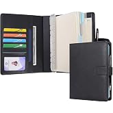 Wason A5 PU Leather Notebook with Refillable Paper, Removable Ring Binder with Clipboard, Notepad and Pen for Travel, Busines