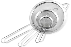 GWHOLE 20150817-16, Zestaw Sitek Kuchennych O Drobnych Oczkach 7/12/18 cm, Srebrne, Stal Nierdzewna