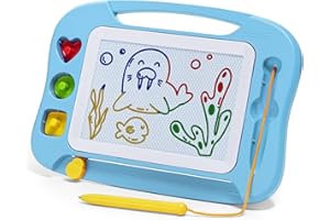 SGILE Lavagna magnetica per bambini, lavagnetta cancellabile colorata con penna magnetica, lavagna magica con tre timbri, Regalo di compleanno, Giocattolo educativo per bambini, Celeste