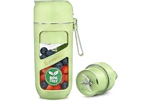 AMZCHEF Batidora de Vaso Portatil - Mini Batidora al Vacío para Batidos y Smoothies - Gran Poder de Corte con 10 Cuchillas - Licuadora Portatil para Deportes, Viajes, Libre de BPA (Verde hierba)
