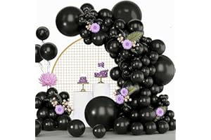 LUOBITO Luftballons Schwarz, 120 Stück Luftballon Girlande Schwarz, 18 12 10 5 Zoll Ballon Girlande Schwarz, Luftballons Geburtstag Hochzeit Jahrestag Party Deko