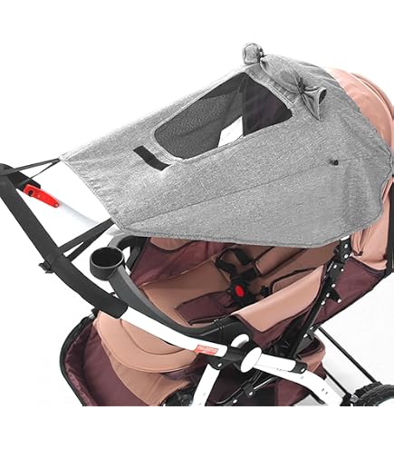 Altabebe AL7014-33 Pare-Soleil Pour Poussette Avec Protection Latérale Et Fenêtre - Lifeline Deluxe Gris Clair