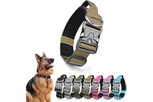 Ledeak Collar Táctico Perro con Mango de Control, Ajustable Resistente Collares para Perros con Hebilla de Metal, Collar Perro de Polipropileno Acolchado (Caqui, M)