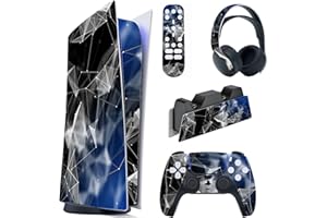 PlayVital Skin Decal Stickers Kompatibel mit ps5 Konsole Digital Edition, Aufkleber Schutzfolie Vinyl-Skin Stickers für ps5 Konsole,Controller,Ladestation,Headset,Medienfernbedienung-3D Polygon