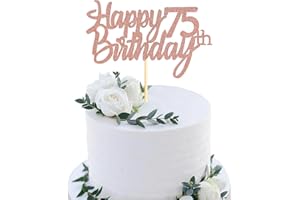 Sumerk Rose Gold Glitter Happy 75th Birthday Cake Topper 75th Cake Topper for Birthday Anniversary Party Decorations - Pack of 1