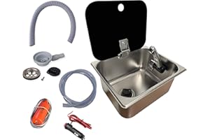 XENPER®️Kit Fregadero Camper Pequeño 32x26 con Tapa GARRAFAS A Elegir – Ideal para Kit Camper Furgoneta, Lavabo Caravana y Cocina Camper, Ideal para Muebles Camper