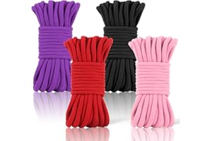 lohey 4 Pack Soft Cotton Rope, 10 M/33 Feet 8 MM Thick Multipurpose Durable Long Ropes All Purpose Colored Cord Craft Rope