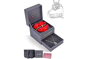 IMMORROSA Eternal Heart Rose with Necklace, Preserved Rose Box with Necklace