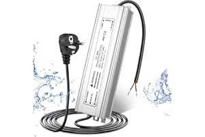 LightingWill Alimentation 12V 6,7A 80W IP67, Transformateur 220V 12V Étanche avec Prise, Convertisseur AC 220V vers DC 12 Volts, Transfo pour Bandes, Lampes et Projecteurs