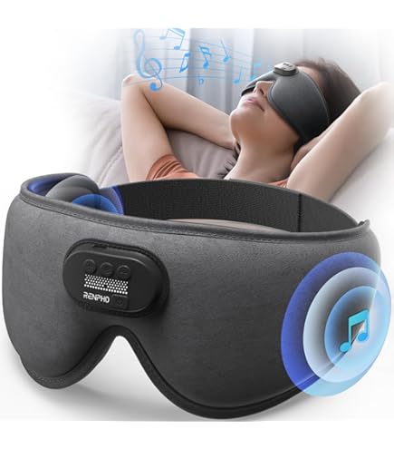LC-dolida Masque De Sommeil Bluetooth,100% Occultant Masque De Nuit Avec Sac De Voyage,Masque Pour Les Yeux Avec écouteurs Bluetooth Avec Sangle