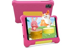Fullant Kinder Tablet, 7 Zoll Tablet für Kinder, Android 13 Tablet, 5GB RAM + 32GB ROM (128GB TF), Dual-Kamera, Spiele, Kindersicherung, WiFi, Bluetooth, Kidoz installiert mit Schutzhülle (Rosa)