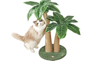 Furlogy Cat Scratching Post Cat Scratcher, 87cm Tall Cat Tree with Natural Sisal Rope, 5 Interactive Toy Balls and 2 Curved Design Scratching Posts for Indoor Cats and Outdoor (Style B)