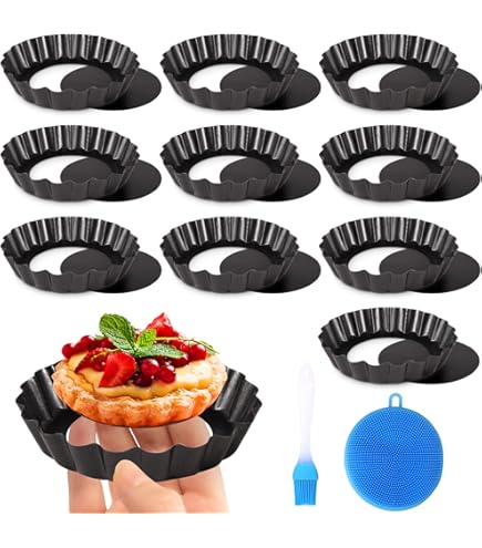 Stampo Per Crostata Fondo Amovibile - Teglia Antiaderente In Acciaio Carbonio, 3/4 Pollici, 6 Pezzi - Foto 9