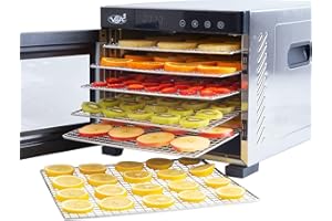 ‎VITA5 Vita5 Nobel Pro 6 Dörrautomat aus Edelstahl – 6 Etagen Dörrgerät (0,7 m²) mit LED Display, 24h Timer & Temperaturregler 35–75°C – leiser 650W Dehydrator für Obst, Gemüse, Fleisch & Kräuter