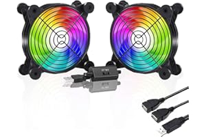 upHere gaming U1207 USB PC Fan Dual-ball bearings,Rainbow LED,Multi-speed control,Silent 120mm USB Fan for Computer Cases Computer Cabinet PS5 Xbox Cooling