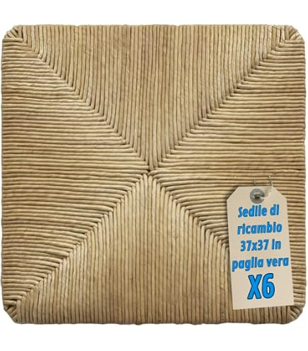 ArredaSì Sedute in Paglia quadrate 37x37 (MOD. 901 WA) [Set di Due] + Feltrini in Omaggio
